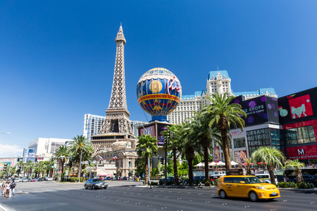 LAS VEGAS, NEVADA - SEPTEMBER 8: Exterior views of the Paris Casino Resort on the Las Vegas Strip on September 8, 2015. The Paris Casino Resort is a famous and popular luxury casino in Vegas.のeditorial素材