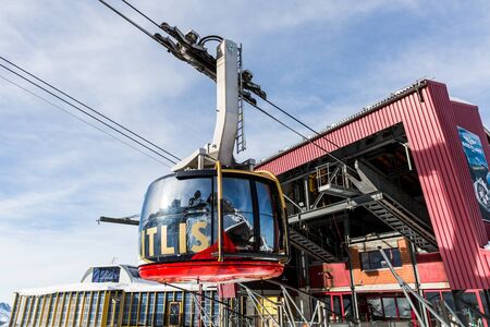 ENGELBERG, SWITZERLAND - DECEMBER 11: Outside views of the infrastructure  of the ski resort Engelberg on December 11, 2015. Engelberg is a popular Ski resort in the central Swiss alps.のeditorial素材
