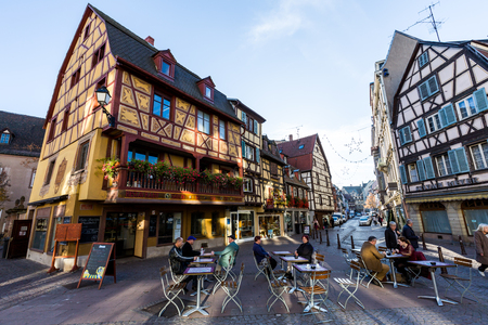 COLMAR, FRANCE - NOVEMBER 5: Exterior views of historic buildings and landmarks in the old town part of Colmar on November 5, 2015. Colmar is a city in region Alsace in France.のeditorial素材