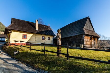 VLKOLINEC, SLOVAKIA - DECEMBER 24: Views of the village Vlkolinec and its typical heritage houses on December 24, 2015. Vlkolinec is a Unesco protected village near the town Ruzomberok in Slovakia.のeditorial素材