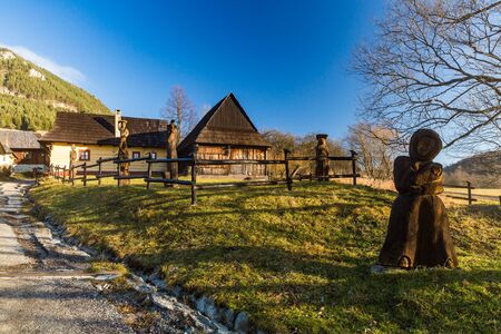 VLKOLINEC, SLOVAKIA - DECEMBER 24: Views of the village Vlkolinec and its typical heritage houses on December 24, 2015. Vlkolinec is a Unesco protected village near the town Ruzomberok in Slovakia.のeditorial素材
