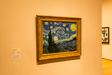 NEW YORK - AUGUST 23: View of the Van Gogh painting in the Museum of modern art in New York on August 23, 2015. This is one of the most popular and famous museums worldwide for modern art.のeditorial素材