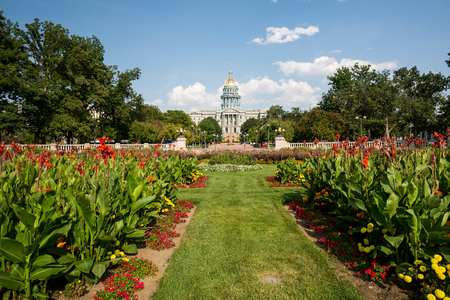 DENVER, COLORADO - AUGUST 25: Views of the City Hall and Capitol Building of Denver Colorado on August 25, 2015. The architecture is similar to the main capitol building of USA in Washington D.C.のeditorial素材