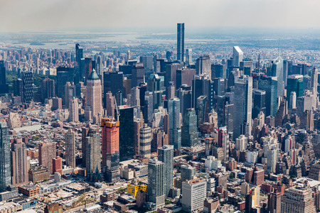 NEW YORK - AUGUST 23: View to Uptown Manhattan with the famous Central Park on August 23, 2015. This view is from the rooftop of an another skyscraper.のeditorial素材