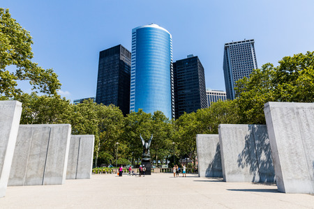 âNEW YORK - AUGUST 24: Views of the Battery Park in Manhattan New York on August 24, 2015. In 2015, the NYC Dep. of Parks announced that the park would revert to its historic name, The Battery.のeditorial素材