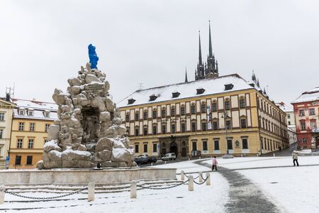 BRNO, CZECH REPUBLIC - JANUARY 7: Exterior views of famous buildings and landmarks in the city centre of Brno on January 7, 2016. Brno is the second largest town in Czech Republic.のeditorial素材