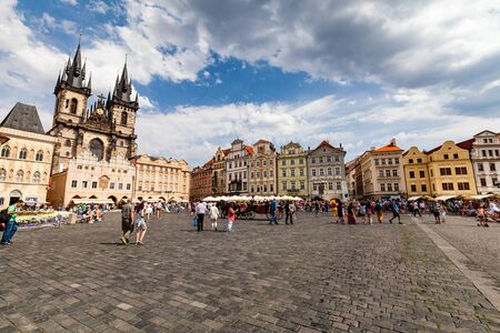 PRAGUE, CZECH REPUBLIC - JULY 18:  The Church of Mother of God in front of Tyn in Prague on July 18, 2015. Prague is the capital and largest city of the Czech Republic.のeditorial素材