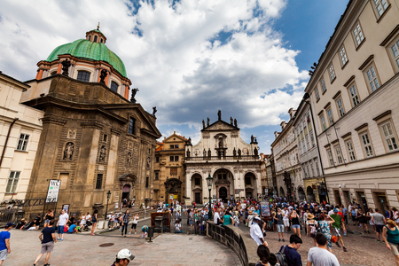 PRAGUE, CZECH REPUBLIC - JULY 18:  Exterior views of famous Salvator Church in of the old town of Prague on July 18, 2015. Prague is the capital and largest city of the Czech Republic.のeditorial素材