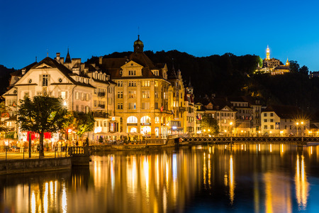 LUCERNE, SWITZERLAND - AUGUST 2: Views of the famous white Castle Gutsch on a hill in Lucerne on August 2, 2015. Lucerne is a famous tourist destination in Switzerland.のeditorial素材