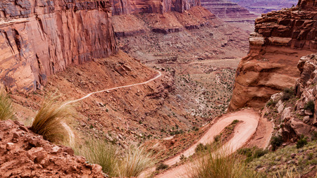 Views of the nature along the White Rim Road in Canyonlands, Utahの写真素材