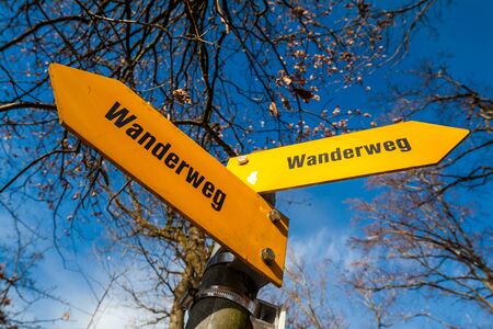 Hiking sign in Switzerlandの写真素材