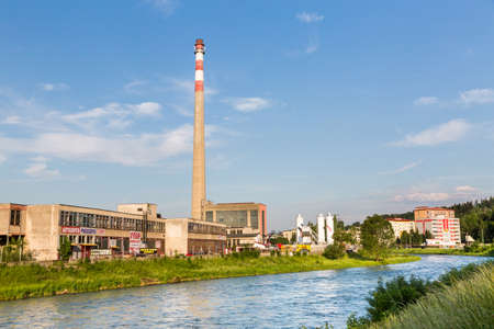 RUZOMBEROK, SLOVAKIA - JUNE 3: View to the Texicom areal, a historical factory building on June 3,...