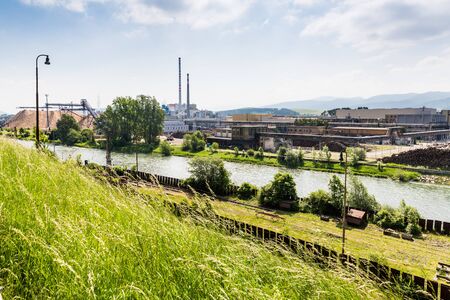 RUZOMBEROK, SLOVAKIA - JUNE 4, 2015: View of the industry area in Ruzomberok, Slovakia on June 4, 2015. Ruzomberok is a small town in the north of Slovakia.のeditorial素材