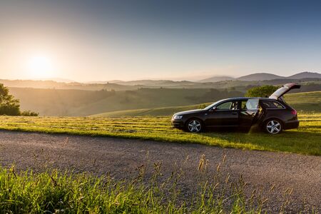 OSADKA, SLOVAKIA - JUNE 5: Views nature and sunrise near Osadka on June 5, 2015. Osadka is a small...