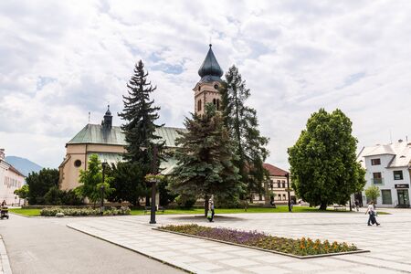 LIPTOVSKY MIKULAS, SLOVAKIA - JUNE 3, 2015: View to the buildings in the city center of Liptovsky...