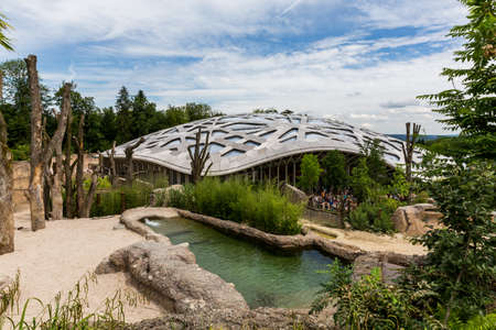 ZURICH, SWITZERLAND - JUNE 13, 2015: The new elephant compound in Zurich Zoo on June 13, 2015. The...