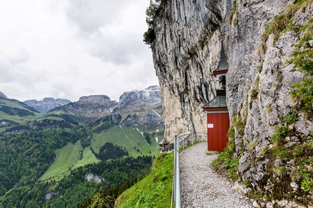 EBENALP, SWITZERLAND - MAY 25, 2015: Ebenalp is a famous tourist destination in the canton of Appenzell in Switzerland on May 25, 2015. The Ebenalp is the northernmost summit of the Appenzell Alps.のeditorial素材