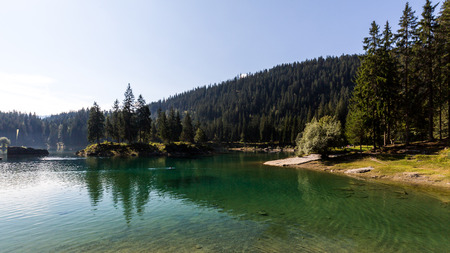 View of the Lake Cauma near Flims in Switzerlandの写真素材
