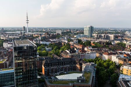 Overlook from the Michelin Tower to the old town part of Hamburg, Germanyの写真素材