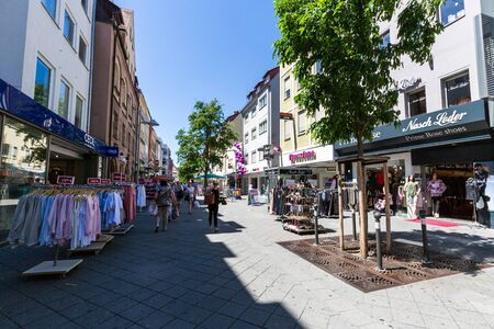 NUREMBERG, GERMANY - JUNE 23, 2016: View of the shopping street Karolinenstrasse in the old town part of Nuremberg on June 23, 2016. Nuremberg is the second-largest city in Bavaria.のeditorial素材