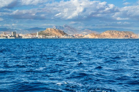 Dramatic cloudy sky view  on spanish coast in Mediterranean seaの写真素材