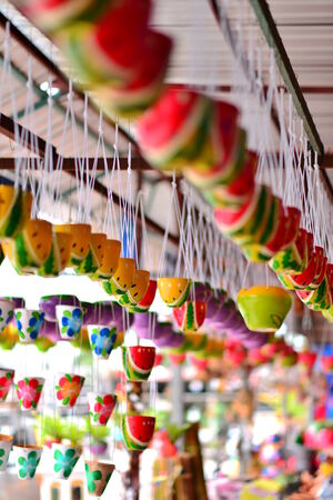 mini colorful flower potsの写真素材