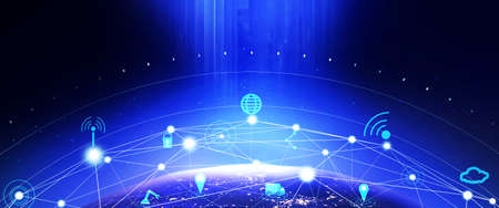 technology future communication Internet concept, systematic data connection and information.の写真素材