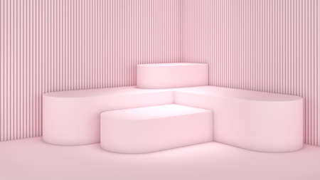 light pink stand on a light pink background,mock up podium for product presentation,3D renderの写真素材