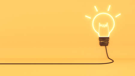 The concept of visualization brings wisdom and creativity,creative thinking images on a yellow background,3D renderingの写真素材