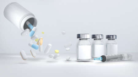 Various medical drugs and vaccine,picture of many medicines,Proper care and use of...