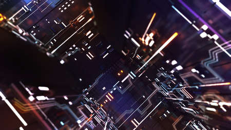 Abstract image of future technology concept,future technology pictures science fiction,3d renderingの写真素材