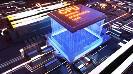 Image of the central processing unit,working processing technology,computer technology in the...