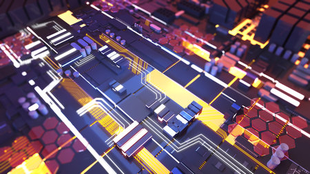 Abstract image of future technology concept,future technology pictures science fiction,3d renderingの写真素材