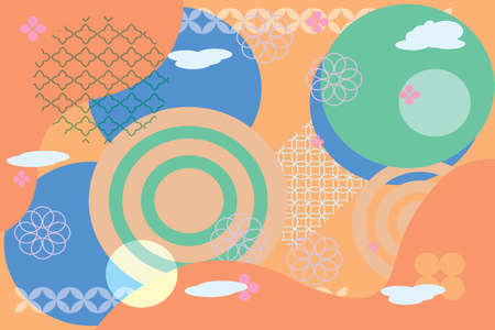 Abstract background in oriental style,Geometric line with Japanese patternのイラスト素材