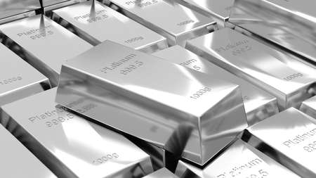 Platinum bars 1000 grams pure platinum,business investment and wealth concept.wealth of platinum,3d renderingの写真素材