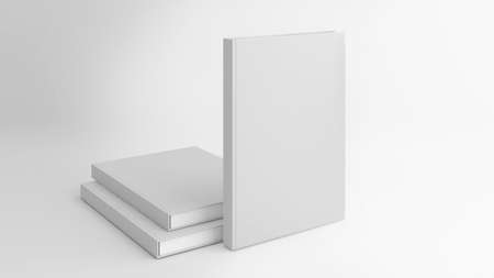 Blank cover book isolated on white background.book cover template,mock up,3d renderingの写真素材