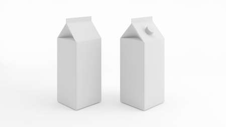 White milk carton mockup on a white background for advertising or branding.,isolated on white background,3d renderingの写真素材