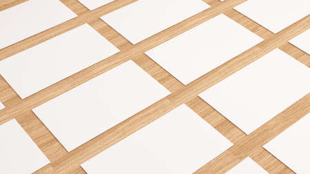 Horizontally arranged business cards on the wooden background,bussiness card mockup isolated,3d...
