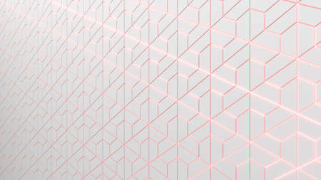 Abstract white hexagon shapes background with light,3d rendering