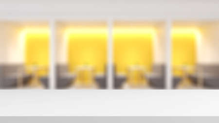 white desk on blurry office background,mock up,3d rendering
