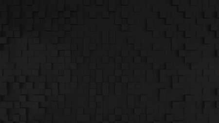 black square pattern background, black panel wall, 3d rendering