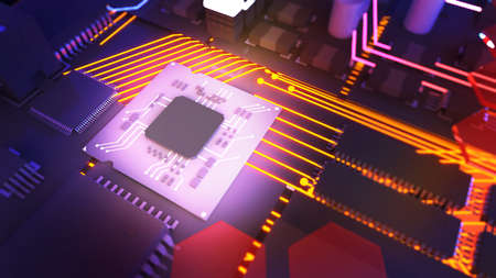 Image of a central processing unit, working processing technology, computer technology in the...