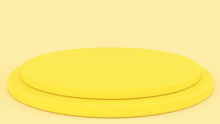 Yellow circle stand on a white background,mock up podium for product presentation,3d renderingの写真素材