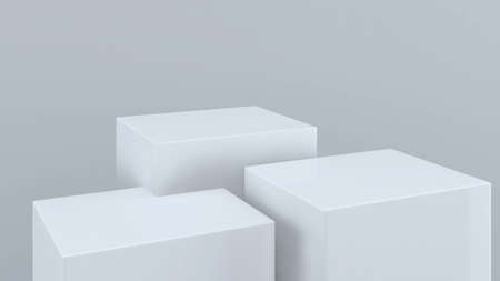 White stand on a white background,mock up podium for product presentation,3D rendering