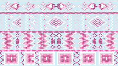 Bright colorful fabric pattern, small heart shape,geometric pattern.,2d illustration.