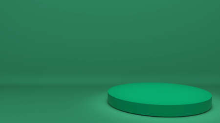 green stand on a green background,mock up podium for product presentation,3D renderingの写真素材