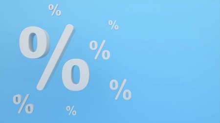 percentage icon on a light blue background,product price discount,3D renderingの写真素材