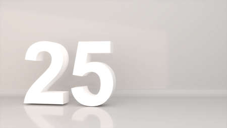 number twenty five on a white background,25,3D renderingの写真素材