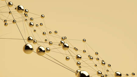 gold molecules on a gold background,3d rendering