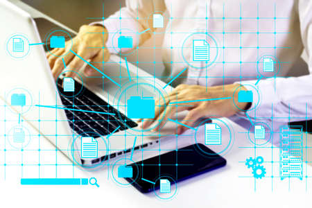 Searching for document information and linking business information.,Collecting and sending data to...